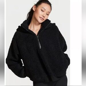 PINK Victoria's Secret Black Fleece Turtleneck Sweater